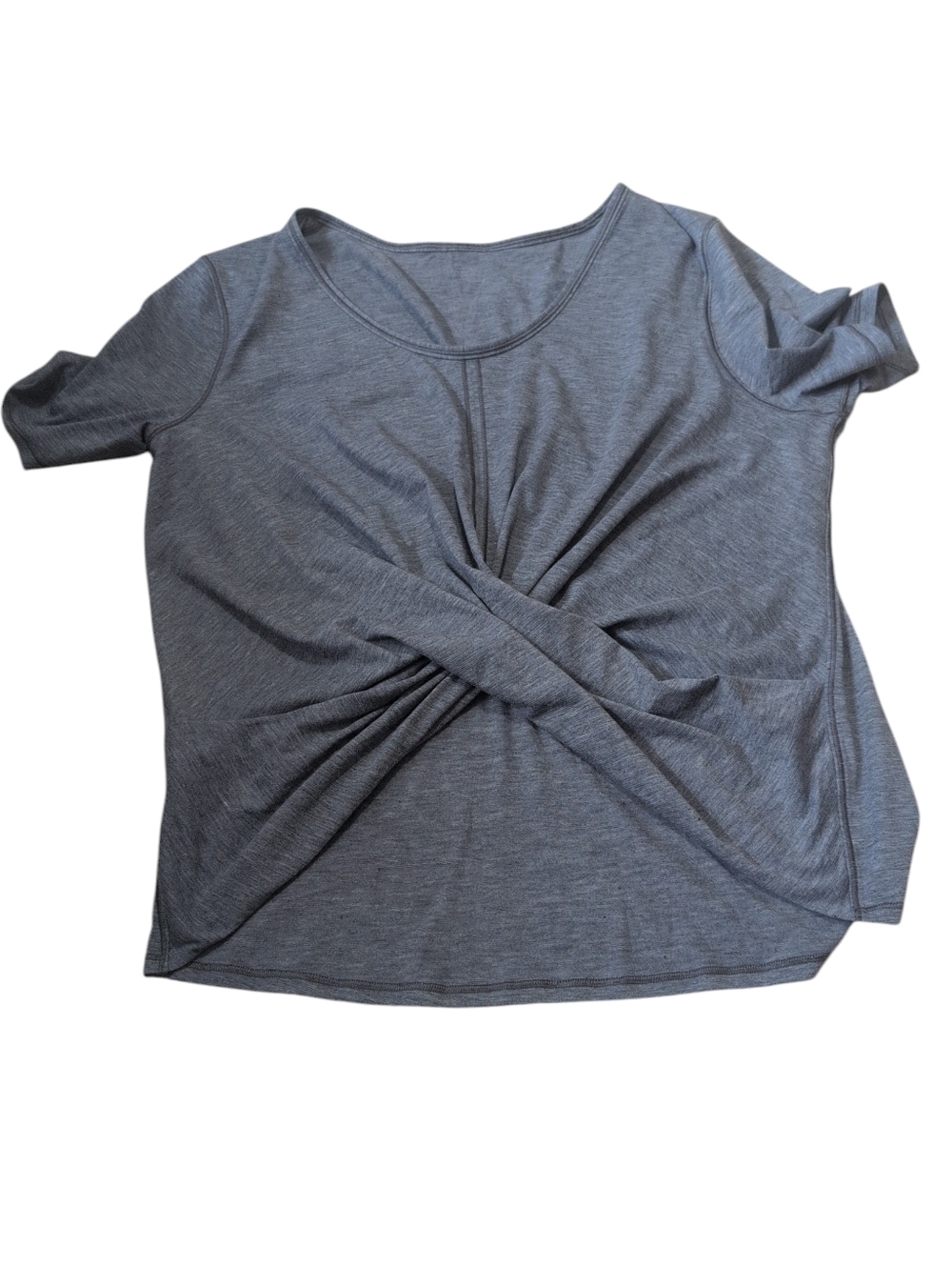 Lululemon Gray Twist Front Short Sleeve Top Women’s Large Relaxed Fit - Picture 2 of 6